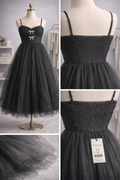 Vestido Francesca’s Negro Tul Midi con Moños Decorativos y Espalda Elástica