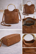 Bolsa de Piel Genuina Altar’d State Café con Asa Circular Metálica Elegante