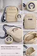 Bolsa Crossbody PINK Beige con Correa Ajustable y Mini Monedero