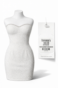 Francesca’s Vestido Strapless Blanco Texturizado con Detalle Elegante