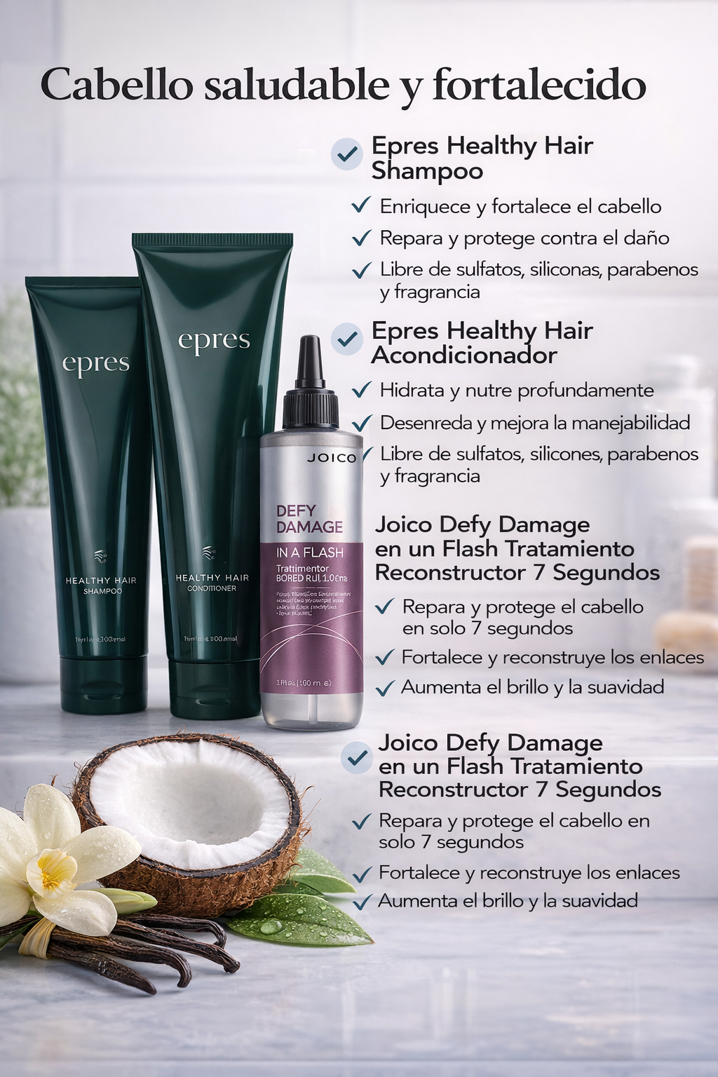 Kit Reparación Capilar Profesional Epres + Joico | Cabello Fuerte, Suave y Brilla